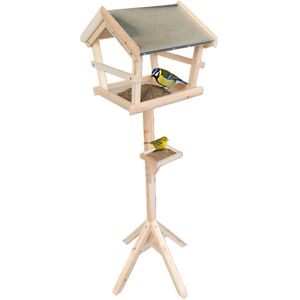Relaxdays Bird Feeder with Stand, Weatherproof Roof, Garden, Balcony & Terrace, Birdhouse, Spruce Wood, Natural Relaxdays Bird Feeder with Stand, Weatherproof Roof, Garden, Balcony & Terrace, Birdhouse, Spruce Wood, Natural