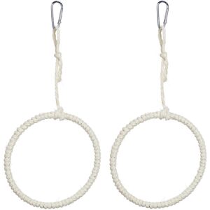 Relaxdays Bird Swing Ring, Set of 2, Climbing Toy, 15 cm, Budgie & Parrot, Cage Accessory, Carabiner to Hang Up, Natural Relaxdays Bird Swing Ring, Set of 2, Climbing Toy, 15 cm, Budgie & Parrot, Cage Accessory, Carabiner to Hang Up, Natural