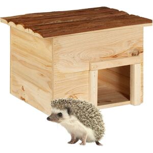 Relaxdays Hedgehog House, with Floor, Door Entrance, Wooden, Protect, Hibernation, Hutch, HxWxD: 22.5x32x27 cm, Natural Relaxdays Hedgehog House, with Floor, Door Entrance, Wooden, Protect, Hibernation, Hutch, HxWxD: 22.5x32x27 cm, Natural