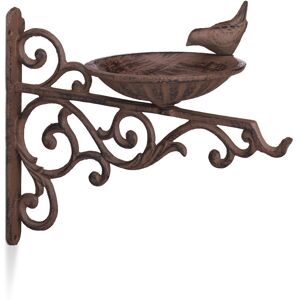 Cast Iron Bird Bath, Wall-Mount, Weatherproof, Stainless, Wild Bird Feeder, Garden Decor, HxWxD 24 x 28 x 14cm, Brown - Relaxdays Cast Iron Bird Bath, Wall-Mount, Weatherproof, Stainless, Wild Bird Feeder, Garden Decor, HxWxD 24 x 28 x 14cm, Brown - Relaxdays