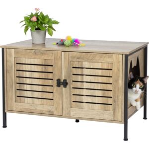 Relaxdays Cat Cabinet for Litter Tray, Lock, Partition, Entrance, HxWxD: 50.5x80x45 cm, brown Relaxdays Cat Cabinet for Litter Tray, Lock, Partition, Entrance, HxWxD: 50.5x80x45 cm, brown