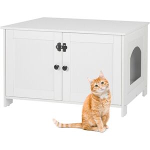 Relaxdays Cat Cabinet for Litter Tray, Lock & Partition, Side Entrance, HWD 46x78.5x44.5cm, White Relaxdays Cat Cabinet for Litter Tray, Lock & Partition, Side Entrance, HWD 46x78.5x44.5cm, White