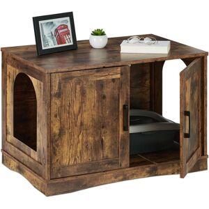 Relaxdays - Cat Cabinet for Litter Tray, Separate Partition, 2 Entrances, Industrial Design, hwd: 50 x 75.5 x 50 cm, Brown Relaxdays - Cat Cabinet for Litter Tray, Separate Partition, 2 Entrances, Industrial Design, hwd: 50 x 75.5 x 50 cm, Brown