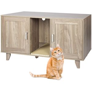 Relaxdays Cat Cabinet for Litter Tray, XXL, 2 Compartments, with Litter Mat, HWD: 65x120x52 cm, Grey-Brown Relaxdays Cat Cabinet for Litter Tray, XXL, 2 Compartments, with Litter Mat, HWD: 65x120x52 cm, Grey-Brown
