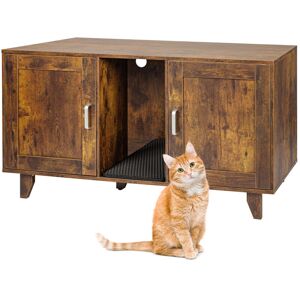 Relaxdays XXL Cat Cabinet for Litter Tray, 2 Compartments, Cat House with Litter Mat, HWD 65x120x52 cm, Dark Brown Relaxdays XXL Cat Cabinet for Litter Tray, 2 Compartments, Cat House with Litter Mat, HWD 65x120x52 cm, Dark Brown
