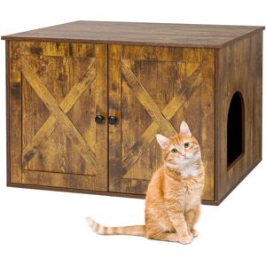 Relaxdays Cat Cabinet for Litter Tray, Partition & Side Entrance, HxWxD: 50x80x53 cm, Dark Brown Relaxdays Cat Cabinet for Litter Tray, Partition & Side Entrance, HxWxD: 50x80x53 cm, Dark Brown