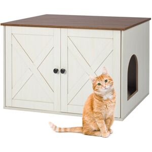 Relaxdays Cat Cabinet for Litter Tray, Separate Partition, Side Entrance, Hidden Litter Tray, HWD: 50x80x53 cm, Beige Relaxdays Cat Cabinet for Litter Tray, Separate Partition, Side Entrance, Hidden Litter Tray, HWD: 50x80x53 cm, Beige