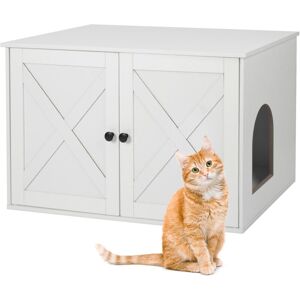 Relaxdays Cat Cabinet for Litter Tray, Partition, Hide Litter Tray, HxWxD: 50x80x53 cm, White Relaxdays Cat Cabinet for Litter Tray, Partition, Hide Litter Tray, HxWxD: 50x80x53 cm, White