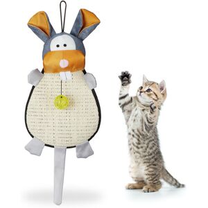 Relaxdays - Cat Scratch Mat, Kitty Carpet With Toy, Ball With Bell, For the Wall, Hemp, hwd 55x22x10 cm, Colourful Relaxdays - Cat Scratch Mat, Kitty Carpet With Toy, Ball With Bell, For the Wall, Hemp, hwd 55x22x10 cm, Colourful