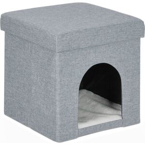 Relaxdays - Cat Stool, Stool & Pet Cave, for Cats & Small Dogs, h x w x d : 38.5 x 37 x 37 cm, Polyester, mdf, Grey Relaxdays - Cat Stool, Stool & Pet Cave, for Cats & Small Dogs, h x w x d : 38.5 x 37 x 37 cm, Polyester, mdf, Grey