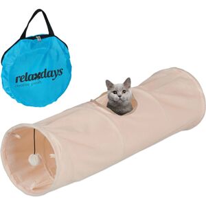 Relaxdays - Cat Tunnel, Soft Plush Lining, with Play Ball, Foldable, w x d: 88 x 25 cm, Interactive Toy, Beige Relaxdays - Cat Tunnel, Soft Plush Lining, with Play Ball, Foldable, w x d: 88 x 25 cm, Interactive Toy, Beige