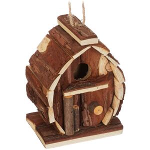 Decorative Bird House, Fir Wood, HxWxD: 14.5 x 10.5 x 7.5 cm, Garden Ornament, Hanging Nest Box, Natural - Relaxdays Decorative Bird House, Fir Wood, HxWxD: 14.5 x 10.5 x 7.5 cm, Garden Ornament, Hanging Nest Box, Natural - Relaxdays