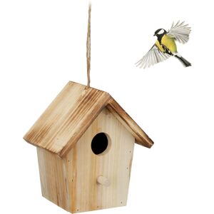 Decorative Birdhouse, Wood, Hanging Bird Box, 16 x 15 x 11 cm, Nest, Garden, Patio & Balcony Ornament, Natural - Relaxdays Decorative Birdhouse, Wood, Hanging Bird Box, 16 x 15 x 11 cm, Nest, Garden, Patio & Balcony Ornament, Natural - Relaxdays