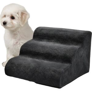 Relaxdays dog stairs, 3 steps, HxWxD: 35 x 35 x 56 cm, non-slip, removable cover, for bed & sofa, black Relaxdays dog stairs, 3 steps, HxWxD: 35 x 35 x 56 cm, non-slip, removable cover, for bed & sofa, black