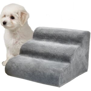 Relaxdays pet stairs, 3 steps, HxWxD: 35 x 35 x 56 cm, non-slip, removable cover, for bed & sofa, light grey Relaxdays pet stairs, 3 steps, HxWxD: 35 x 35 x 56 cm, non-slip, removable cover, for bed & sofa, light grey