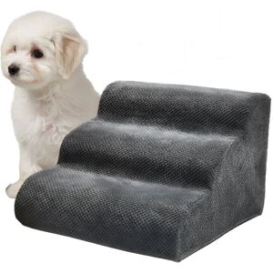 Relaxdays pet stairs, 3 steps, HxWxD: 35 x 35 x 56 cm, anti-slip, removable cover, for bed & sofa, dark grey Relaxdays pet stairs, 3 steps, HxWxD: 35 x 35 x 56 cm, anti-slip, removable cover, for bed & sofa, dark grey