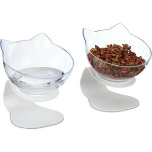 Relaxdays Double Pet Bowl, 2x Set, Cat Design, Feeding Station Set, Raised, Food & Water, 500 ml, HxWxD 15 x 13 x 15 Relaxdays Double Pet Bowl, 2x Set, Cat Design, Feeding Station Set, Raised, Food & Water, 500 ml, HxWxD 15 x 13 x 15