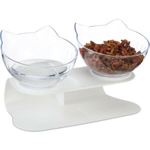 Relaxdays Double Pet Bowl, Cat Design, Twin Feeding Station Set, Raised, Food & Water, 500 ml, HxWxD 16 x 27.5 x 13.5 Relaxdays Double Pet Bowl, Cat Design, Twin Feeding Station Set, Raised, Food & Water, 500 ml, HxWxD 16 x 27.5 x 13.5