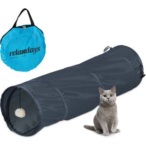 Relaxdays - Foldable Cat Tunnel, Pet Toy with Ball, Interactive Play, Pop-up Function, WxD: approx. 88 x 25 cm, Grey Relaxdays - Foldable Cat Tunnel, Pet Toy with Ball, Interactive Play, Pop-up Function, WxD: approx. 88 x 25 cm, Grey