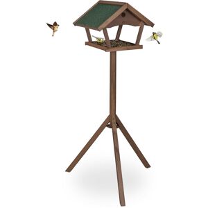 Relaxdays - Free-Standing Bird Table, Birdhouse Feeder, HxWxD: 139 x 70 x 60 cm, Weatherproof Roof, Wood, Brown/Green Relaxdays - Free-Standing Bird Table, Birdhouse Feeder, HxWxD: 139 x 70 x 60 cm, Weatherproof Roof, Wood, Brown/Green