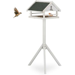 Relaxdays - Free-Standing Birdhouse, Bird Feeder Table, HxWxD: 120 x 62 x 55 cm, Weatherproof Roof, Wood, White Relaxdays - Free-Standing Birdhouse, Bird Feeder Table, HxWxD: 120 x 62 x 55 cm, Weatherproof Roof, Wood, White