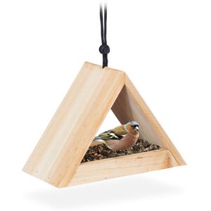 Hanging Birdhouse, Untreated Wood, Feeding Station for Wild Birds, hwd 16x23.5x12cm, Natural - Relaxdays Hanging Birdhouse, Untreated Wood, Feeding Station for Wild Birds, hwd 16x23.5x12cm, Natural - Relaxdays