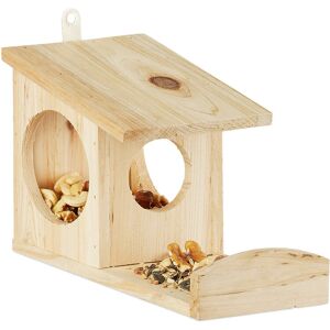 Relaxdays Hanging Squirrel Feeder, Wooden, Weather, HxWxD: ca 17.5 x 12 x 25 cm, Natural Relaxdays Hanging Squirrel Feeder, Wooden, Weather, HxWxD: ca 17.5 x 12 x 25 cm, Natural
