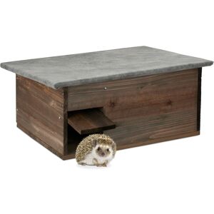 Relaxdays - Hedgehog House, with Floor, Flap Door, Labyrinth Entrance, Wooden, Protect, Hutch, HxWxD: 20x45.5x33 cm, Brown Relaxdays - Hedgehog House, with Floor, Flap Door, Labyrinth Entrance, Wooden, Protect, Hutch, HxWxD: 20x45.5x33 cm, Brown