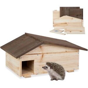 Relaxdays - Hedgehog House, Wooden Protective Box, 2 Rooms, Hibernation Den, Winter Shelter, 24 x 46 x 33.5 cm, Natural Relaxdays - Hedgehog House, Wooden Protective Box, 2 Rooms, Hibernation Den, Winter Shelter, 24 x 46 x 33.5 cm, Natural