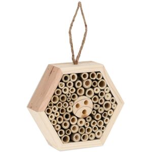 Relaxdays Hexagonal Insect Hotel Wood, Garden & Balcony, Wild Bee and Wasps House to Hang Up, HxWxD: 15x17x5 cm, Natural Relaxdays Hexagonal Insect Hotel Wood, Garden & Balcony, Wild Bee and Wasps House to Hang Up, HxWxD: 15x17x5 cm, Natural