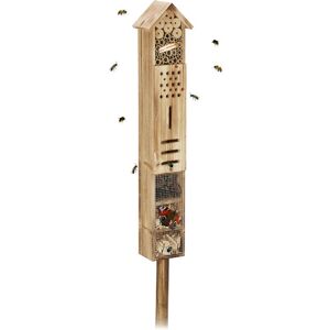 Relaxdays Insect Hotel With Stand, Wood, Bug House Garden, HxWxD: 150 x 15.5 x 11 cm, Butterfly Home, Natural Relaxdays Insect Hotel With Stand, Wood, Bug House Garden, HxWxD: 150 x 15.5 x 11 cm, Butterfly Home, Natural