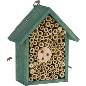 Relaxdays Insect Hotel, Wooden Nesting Aid for Bees, Wasps, Butterflies, in Garden or Terrace, HWD: 20x17x8.5 cm, Green Relaxdays Insect Hotel, Wooden Nesting Aid for Bees, Wasps, Butterflies, in Garden or Terrace, HWD: 20x17x8.5 cm, Green