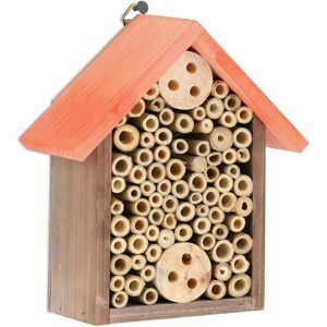 Relaxdays Insect Hotel, Wooden Nesting Aid for Bees, Wasps, Butterflies, in Garden or Terrace, HWD: 20x17x8.5 cm, Orange Relaxdays Insect Hotel, Wooden Nesting Aid for Bees, Wasps, Butterflies, in Garden or Terrace, HWD: 20x17x8.5 cm, Orange