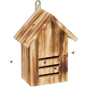 Relaxdays - Ladybird House, Garden Insect Hotel, for Hanging, Flamed Wood, Hibernation Box, hwd: 22 x 17 x 10 cm, Natural Relaxdays - Ladybird House, Garden Insect Hotel, for Hanging, Flamed Wood, Hibernation Box, hwd: 22 x 17 x 10 cm, Natural