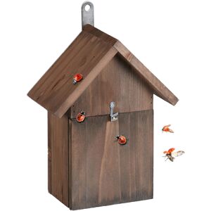 Relaxdays - Ladybird House, Garden Insect Hotel, for Hanging, Untreated Wood, Hibernation Box, hwd: 23 x 18 x 10 cm, Brown Relaxdays - Ladybird House, Garden Insect Hotel, for Hanging, Untreated Wood, Hibernation Box, hwd: 23 x 18 x 10 cm, Brown