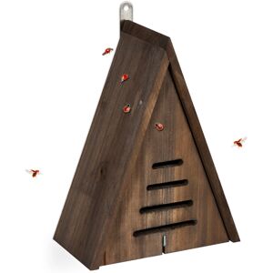 Relaxdays - Ladybird House, Wood, Weatherproof, to Hang Up, Hibernation, Triangular Insect Hotel, 28 x 21 x 12 cm, Brown Relaxdays - Ladybird House, Wood, Weatherproof, to Hang Up, Hibernation, Triangular Insect Hotel, 28 x 21 x 12 cm, Brown