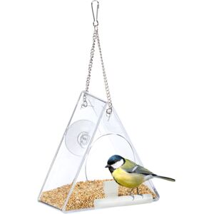 2x Bird Feeders, Triangle Shape, Feeding Station, Hanging, HxWxD: 13 x 12.5 x 7.5 cm, Plastic, Transparent - Relaxdays 2x Bird Feeders, Triangle Shape, Feeding Station, Hanging, HxWxD: 13 x 12.5 x 7.5 cm, Plastic, Transparent - Relaxdays