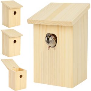 Relaxdays nest box, set of 4, sparrows & tits, 32 mm hole, roof flap, hanging bird box, natural wood Relaxdays nest box, set of 4, sparrows & tits, 32 mm hole, roof flap, hanging bird box, natural wood