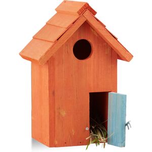 Nesting Box, Bird House, Wooden, Door, Small Entrance, Songbirds, HxWxD: 24.3 x 17 x 12 cm, Orange - Relaxdays Nesting Box, Bird House, Wooden, Door, Small Entrance, Songbirds, HxWxD: 24.3 x 17 x 12 cm, Orange - Relaxdays