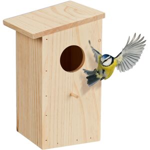 Nesting Box for Great Tit & Redstart, Hinged, Natural Wood, Birdhouse for Hanging, 25.5 x 15 x 16 cm, Natural - Relaxdays Nesting Box for Great Tit & Redstart, Hinged, Natural Wood, Birdhouse for Hanging, 25.5 x 15 x 16 cm, Natural - Relaxdays
