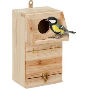 Relaxdays Nesting Box, for Sparrows & Redstarts, Cleaning Flap, 24.5 x 14 x 14 cm, Birdhouse to Hang Up, Wood, Natural Relaxdays Nesting Box, for Sparrows & Redstarts, Cleaning Flap, 24.5 x 14 x 14 cm, Birdhouse to Hang Up, Wood, Natural