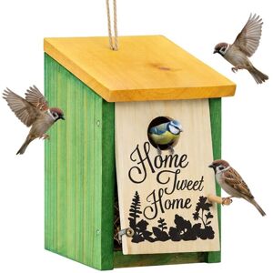 Relaxdays Nesting Box, Small Birds, Home Tweet Home Print, Wooden, Hanging, Decor, HxWxD: 21.5 x 12 x 15.2 cm, Red-Green Relaxdays Nesting Box, Small Birds, Home Tweet Home Print, Wooden, Hanging, Decor, HxWxD: 21.5 x 12 x 15.2 cm, Red-Green