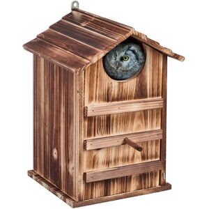 Relaxdays Owl Nesting Box, Fir Wood, Weatherproof, HWD: 38.5 x 25 x 28 cm, Hinged, Bird House, Hanging Outside, Natural Relaxdays Owl Nesting Box, Fir Wood, Weatherproof, HWD: 38.5 x 25 x 28 cm, Hinged, Bird House, Hanging Outside, Natural