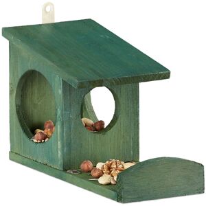 Relaxdays - Squirrel Feeder House, Feeding Station Box, Hanging, Wooden, hwd: 17.5 x 14 x 25 cm, Dark Green Relaxdays - Squirrel Feeder House, Feeding Station Box, Hanging, Wooden, hwd: 17.5 x 14 x 25 cm, Dark Green