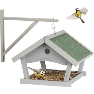 Relaxdays - Wooden Birdhouse, Hanging Bird Feeding Table, HxWxD: 35x42.5x40.5 cm, Feeder For Wild Birds, Grey Relaxdays - Wooden Birdhouse, Hanging Bird Feeding Table, HxWxD: 35x42.5x40.5 cm, Feeder For Wild Birds, Grey