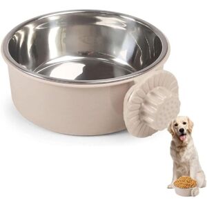 SNQ removable hanging stainless steel bowl, 13.5 cm in diameter, grey, for food and water, for dogs, cats and small animals SNQ removable hanging stainless steel bowl, 13.5 cm in diameter, grey, for food and water, for dogs, cats and small animals