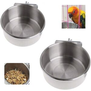 MEMKEY Stainless Steel Bird Feeder, Stainless Steel Fixed Feeding Bowl Bowl Hanging Cage Food Water Pet Nibble Bird Cage Accessories 2 Pack MEMKEY Stainless Steel Bird Feeder, Stainless Steel Fixed Feeding Bowl Bowl Hanging Cage Food Water Pet Nibble Bird Cage Accessories 2 Pack