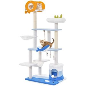 Costway - Tall Large Cat Tree Tower Multi-level Cat Activity Center w/ Spring Ball Costway - Tall Large Cat Tree Tower Multi-level Cat Activity Center w/ Spring Ball