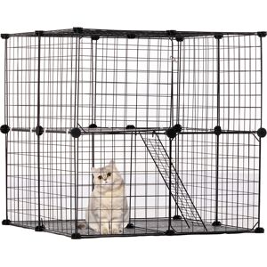 VEVOR Large 2-tier Cat Cage, 28 x 28 x 28', diy Detachable Metal Wire Cat Enclosure, with Ramp Ladder Adjustable Resting Platform, Crate Large Indoor & VEVOR Large 2-tier Cat Cage, 28 x 28 x 28', diy Detachable Metal Wire Cat Enclosure, with Ramp Ladder Adjustable Resting Platform, Crate Large Indoor &