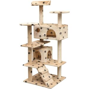 Cat Tree with Sisal Scratching Posts 125 cm Paw Prints Beige vidaXL Cat Tree with Sisal Scratching Posts 125 cm Paw Prints Beige vidaXL